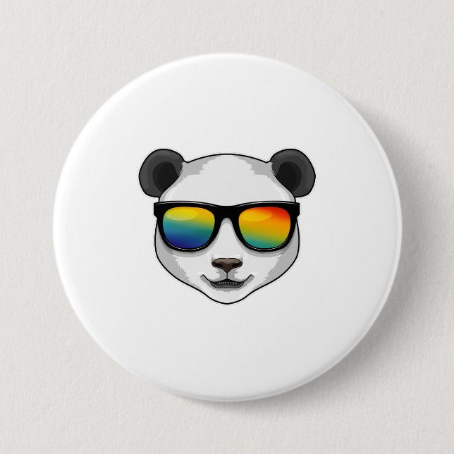 Badge Rond 7,6 Cm Panda avec lunettes de soleil (Devant)