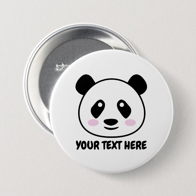 Badge Rond 7,6 Cm Panda bear cartoon buttons with custom text (Devant & derrière)