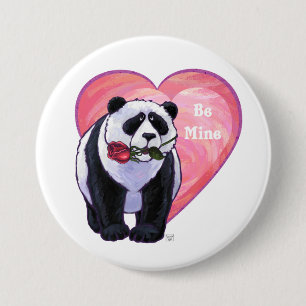 Badge Rond 7,6 Cm Panda Bear Saint Valentin