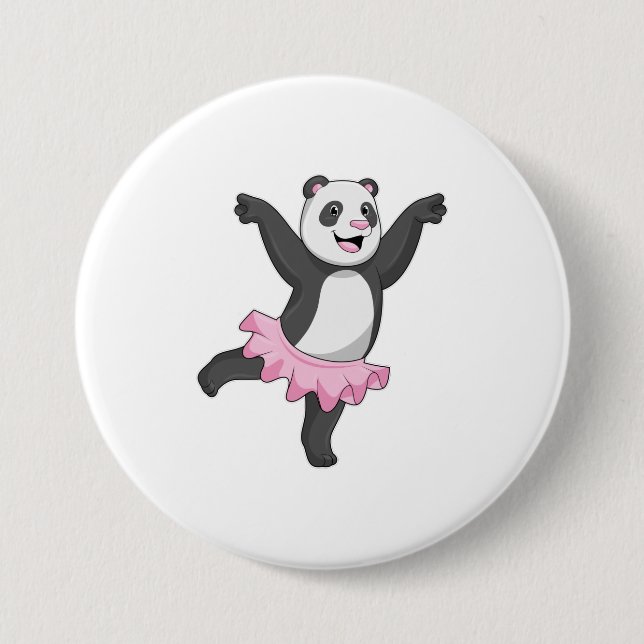 Badge Rond 7,6 Cm Panda comme Ballerina au Ballet (Devant)
