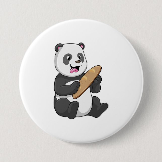 Badge Rond 7,6 Cm Panda comme boulanger avec pain (Devant)
