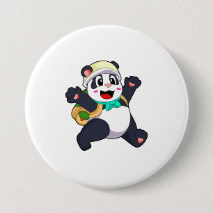 Badge Rond 7,6 Cm Panda comme étudiant