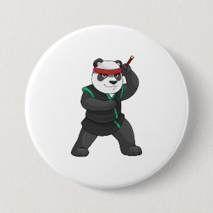 Badge Rond 7,6 Cm Panda comme Ninja en costume