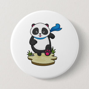 Badge Rond 7,6 Cm Panda coureur avec Écarf