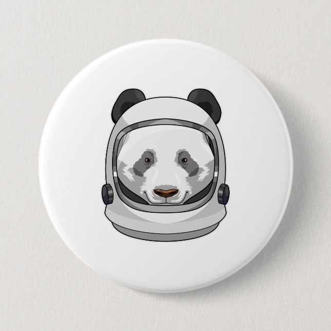 Badge Rond 7,6 Cm Panda en astronaute avec casque (Devant)