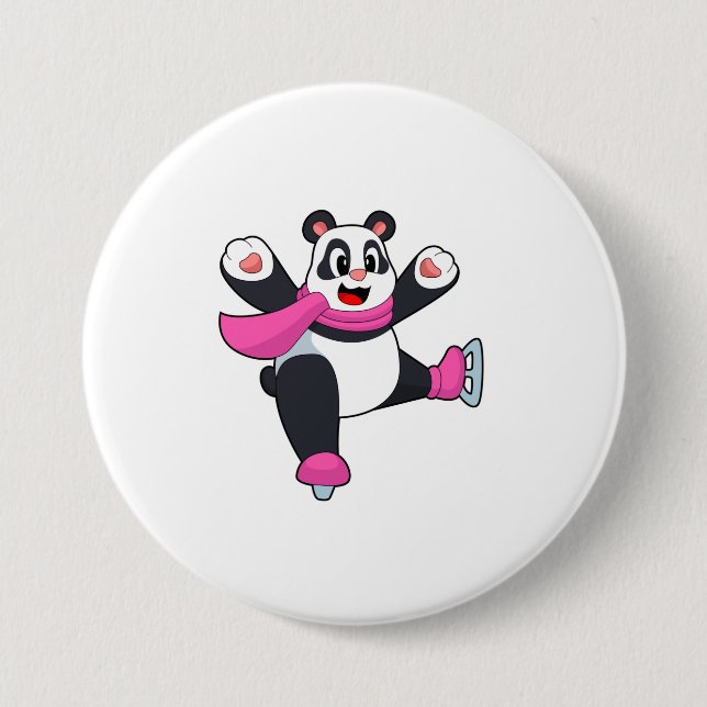 Badge Rond 7,6 Cm Panda Patinage sur glace Patins sur glace (Devant)