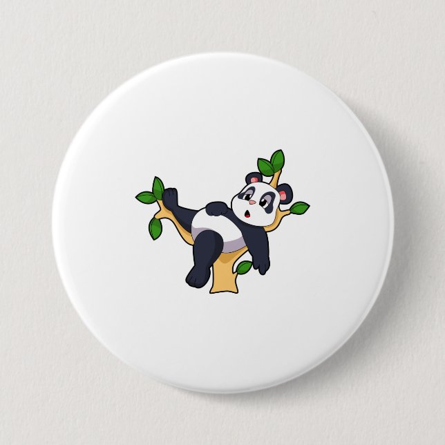 Badge Rond 7,6 Cm Panda sur arbre (Devant)