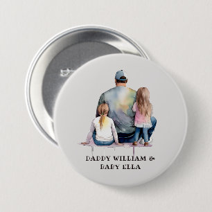 Badge Rond 7,6 Cm Papa et filles personnalisées (9)