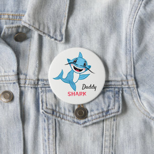 Badge Rond 7,6 Cm Papa Famille Requin Heureuse