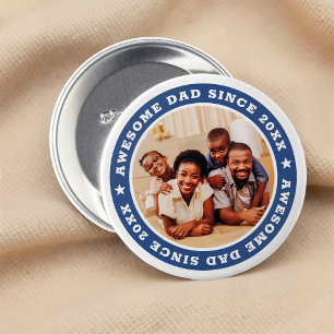 Badge Rond 7,6 Cm Papa génial depuis 20XX Photo simple moderne