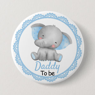 Badge Rond 7,6 Cm Papa sera nouveau papa bébé garçon douche éléphant
