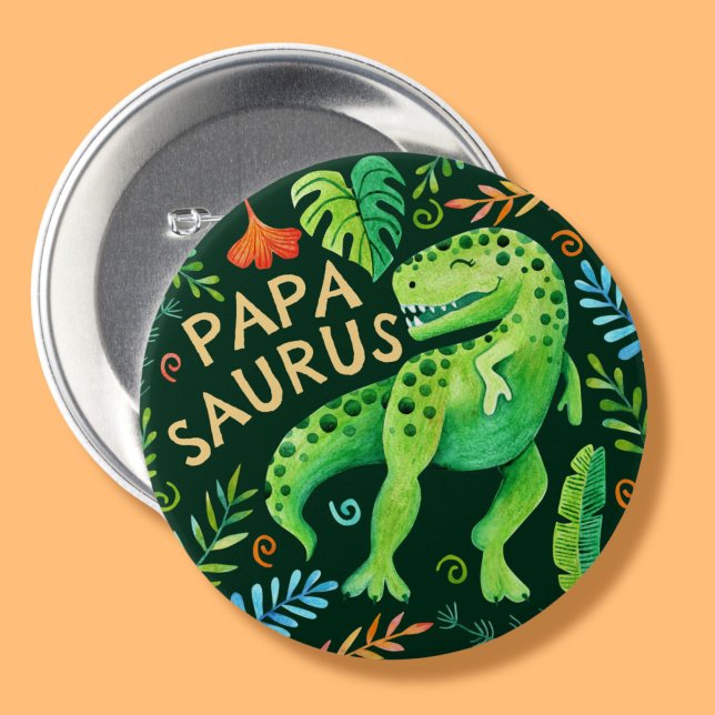 Badge Rond 7,6 Cm Papasaurus Dinosaur papa du garçon d'anniversaire (Papasaurus Dinosaur Dad of the Birthday Boy Button)