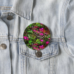 Badge Rond 7,6 Cm Papillon à aile longue Zebra