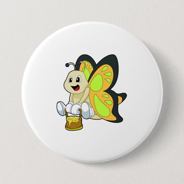 Badge Rond 7,6 Cm Papillon au miel (Devant)
