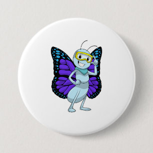 Badge Rond 7,6 Cm Papillon aux lunettes