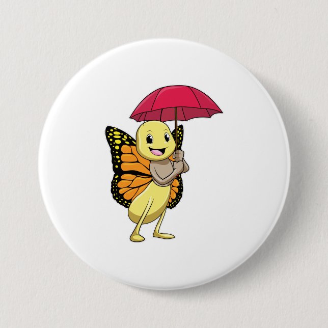 Badge Rond 7,6 Cm Papillon avec parapluie (Devant)