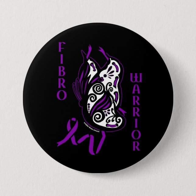 Badge Rond 7,6 Cm Papillon/Ruban...Fibro (Devant)
