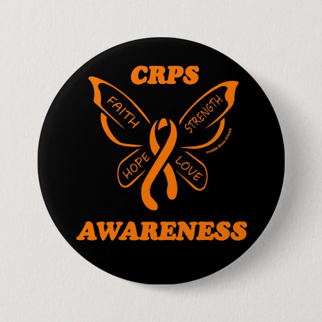 Badge Rond 7,6 Cm Papillon/Sensibilisation...CRPS (Devant)