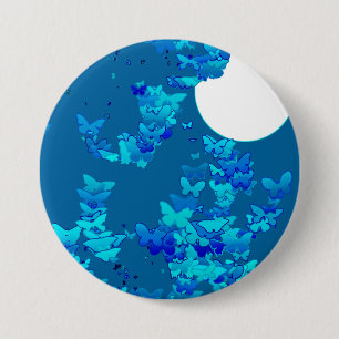 Badge Rond 7,6 Cm Papillons contre le ciel nocturne bleu, paysage