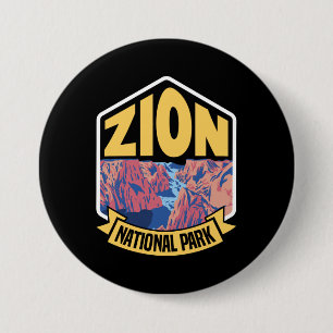 Badge Rond 7,6 Cm Parc national de Zion Utah Rétro