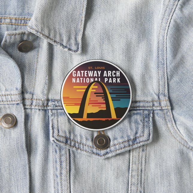 Badge Rond 7,6 Cm Parc national Gateway Arch St. Louis Abstrait (En situation)