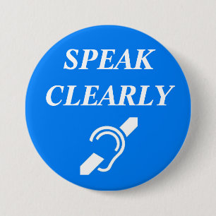 BADGE ROND 7,6 CM PARLEZ CLAIREMENT