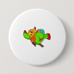 Badge Rond 7,6 Cm Parrot as Hiker