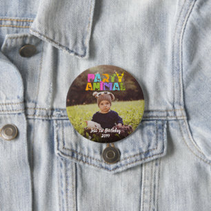 Badge Rond 7,6 Cm Parti Anniversaire de enfant animal