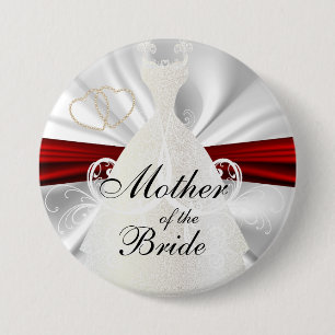 Badge Rond 7,6 Cm Partie nuptiale élégante avec des accents de rouge