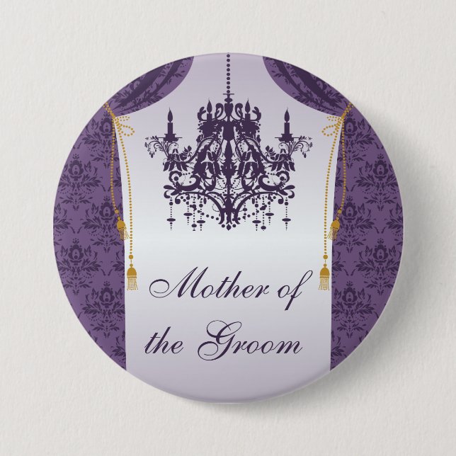 Badge Rond 7,6 Cm Partie nuptiale pourpre de rideau et de lustre en (Devant)