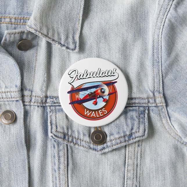 Badge Rond 7,6 Cm Patch de voyage style rétro Fabulous Wales (En situation)
