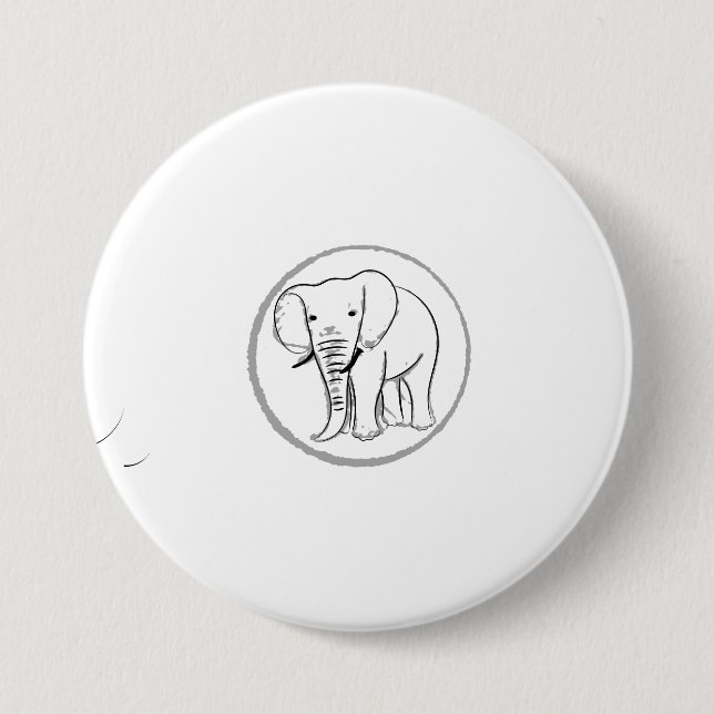 Badge Rond 7,6 Cm Patches et boutons en silhouette éléphante (Devant)