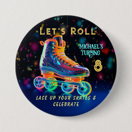 Badge Rond 7,6 Cm Patinage à rouleaux, 8 ans