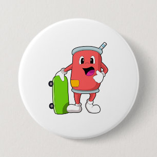 Badge Rond 7,6 Cm Patinage avec skateboard