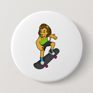 Badge Rond 7,6 Cm Patinage Lion