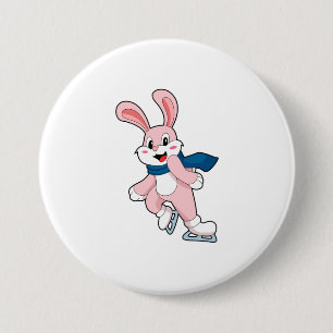 Badge Rond 7,6 Cm Patinage sur glace Patins à glace Lapin
