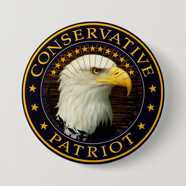Badge Rond 7,6 Cm Patriote conservateur 2 (Devant)