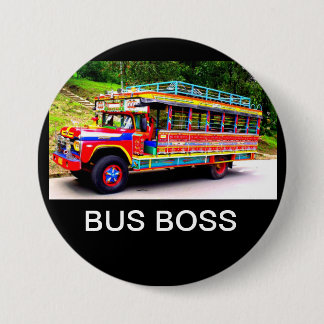 BADGE ROND 7,6 CM PATRON D'AUTOBUS