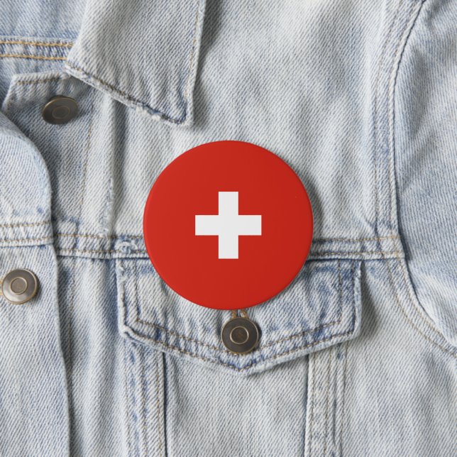 Badge Rond 7,6 Cm pavillon suisse (En situation)
