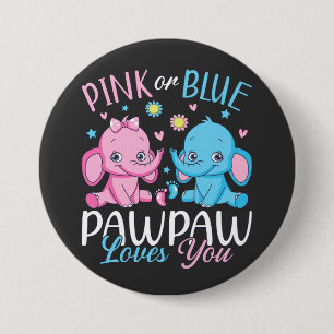 Badge Rond 7,6 Cm Pawpaw Rose Ou Bleu Vous Aime Elephant Baby Round