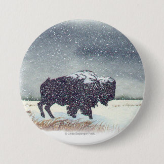 Badge Rond 7,6 Cm Peinture de bison de Snowdusted