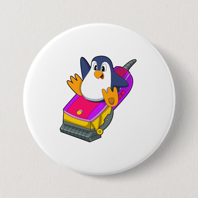 Badge Rond 7,6 Cm Penguin comme coiffeur avec Razor (Devant)
