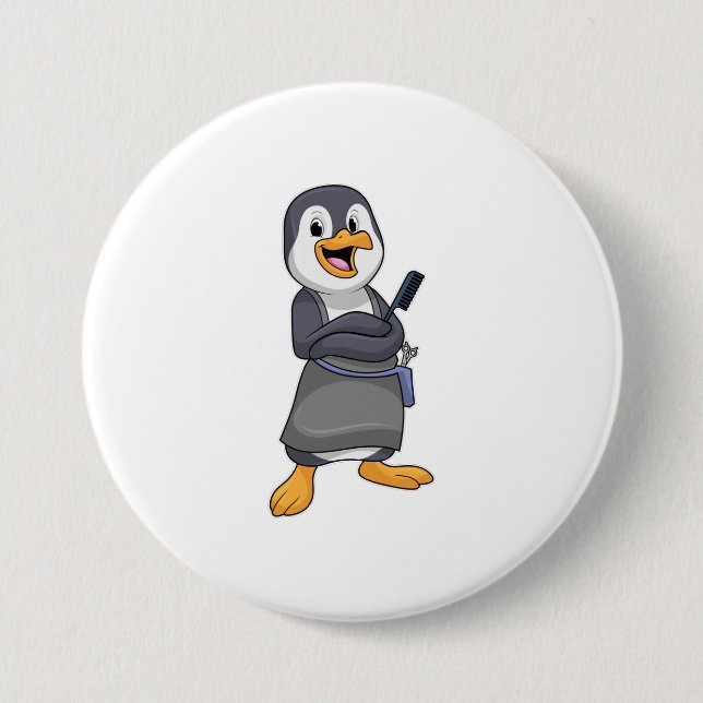 Badge Rond 7,6 Cm Penguin en coiffure avec peigne (Devant)