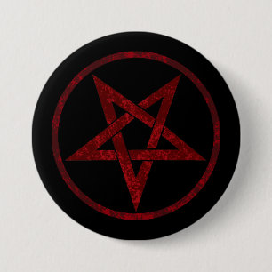 Badge Rond 7,6 Cm Pentagramme du Diable Rouge