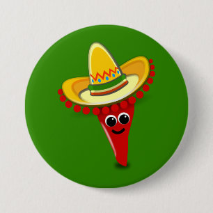 Badge Rond 7,6 Cm Pepper chili dans un Sombrero