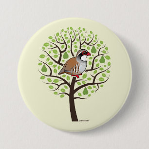Badge Rond 7,6 Cm Perdrix dans un poirier