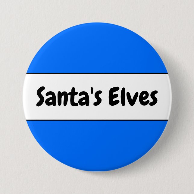 Badge Rond 7,6 Cm PÈRE NOËL ELVES Festive Bleu Bleu Bleu Bleu Bleu B (Devant)