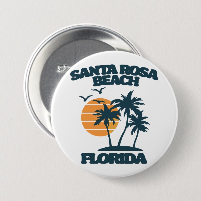 Badge Rond 7,6 Cm Père Noël Rosa Beach Floride (Devant & derrière)