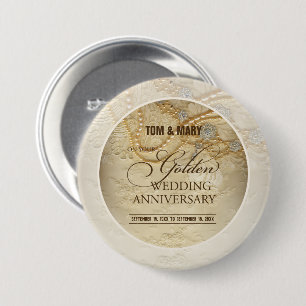 Badge Rond 7,6 Cm Perles personnalisables, 50e anniversaire de Maria