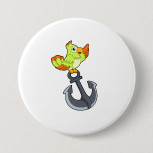 Badge Rond 7,6 Cm Perroquet avec Ancre